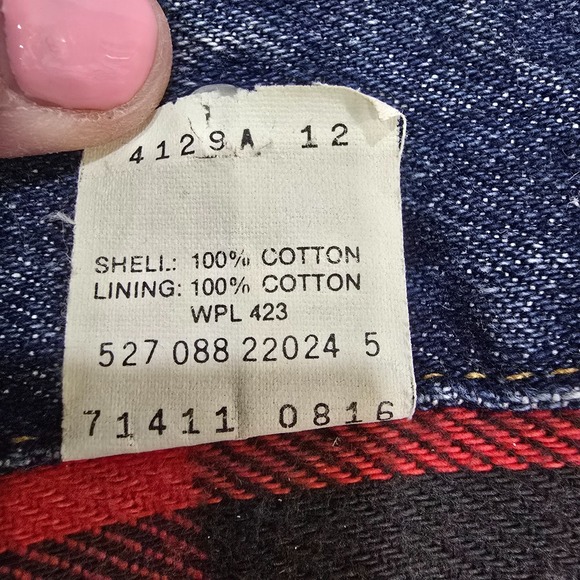 VTG 80s LEVI'S 71411 0816 Buffalo Plaid Lined Denim 48L Trucker Jacket USA - Picture 9 of 16